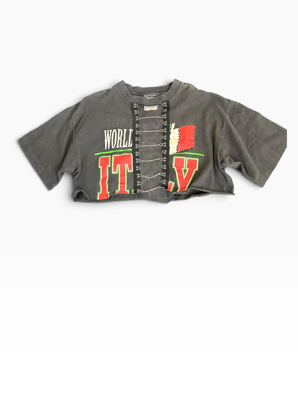 Furst Of A Kind Vintage LF Italy Single Stitch Crop Charcoal Gray Tee / Chains